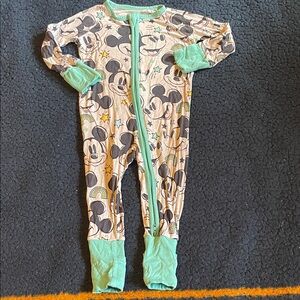 Little sleepies Disney Mickey Mouse Footie Pajama - gray and Green